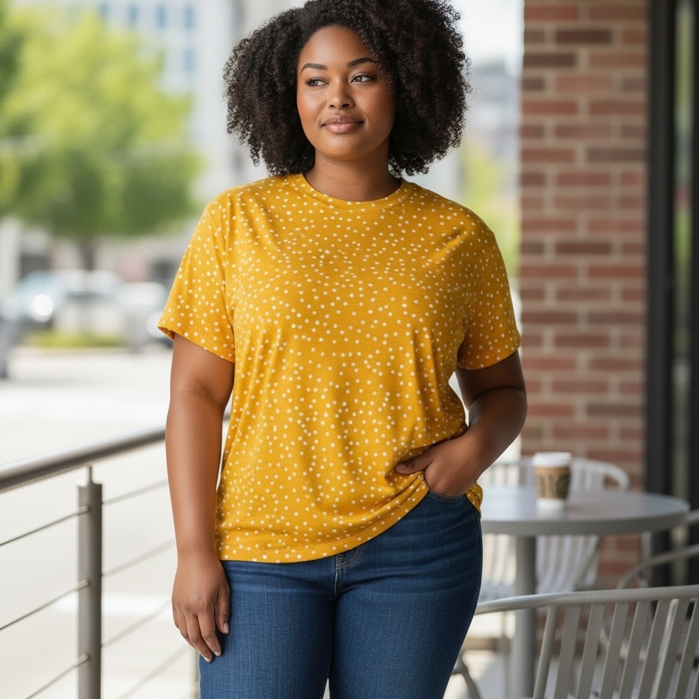 W5 Mustard Yellow Polka Dot Blouse NWT Size M